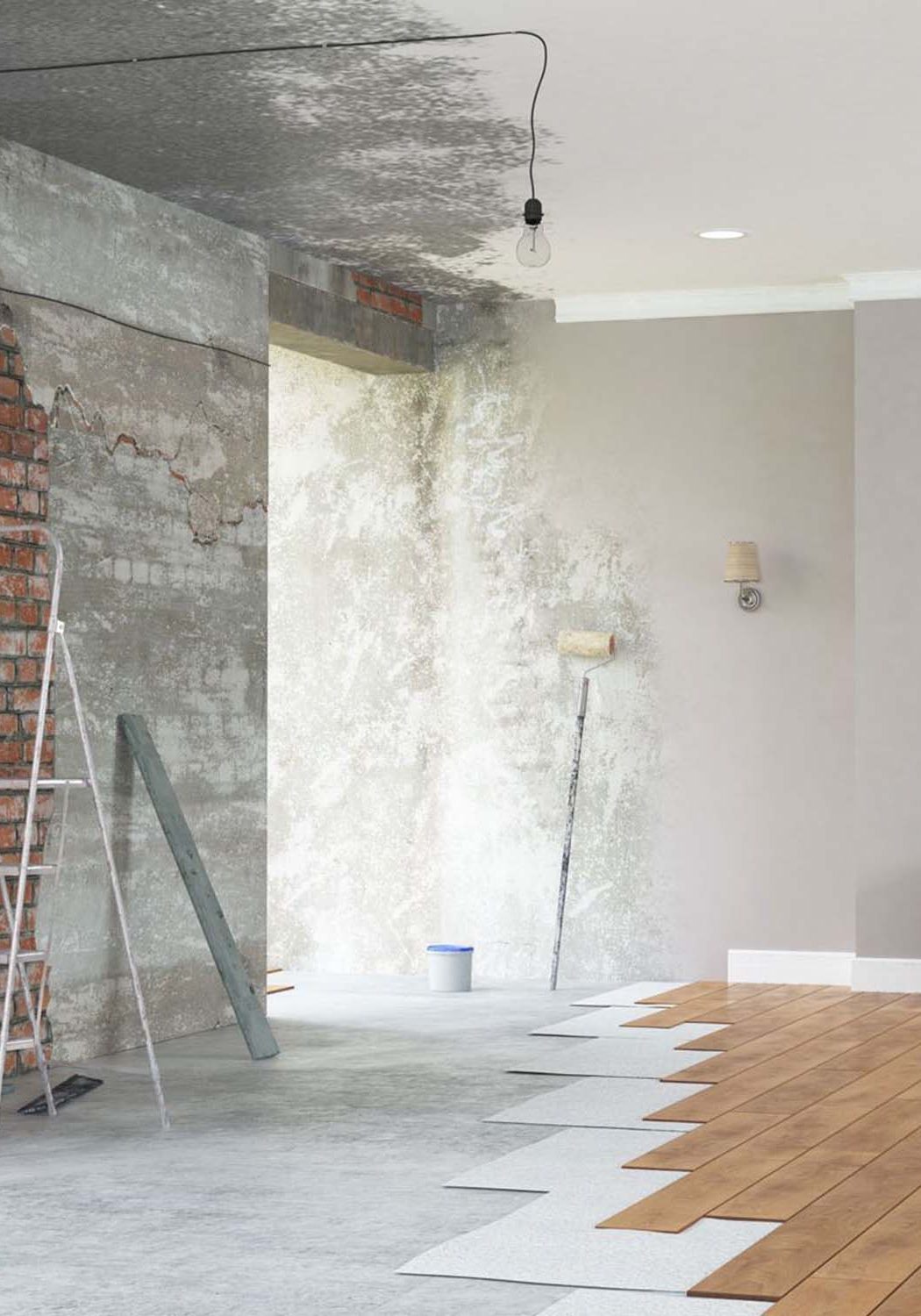 Progress of Restoration in a home living room